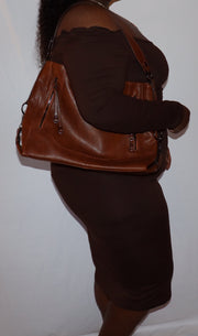 Cognac colored Vegan Leather Handbag
